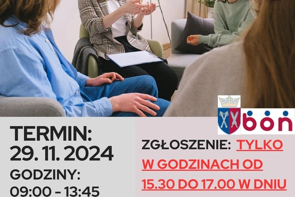 Plakat informacyjny o szkoleniu "Przeciwdziałanie mobbingowi i dyskryminacji"